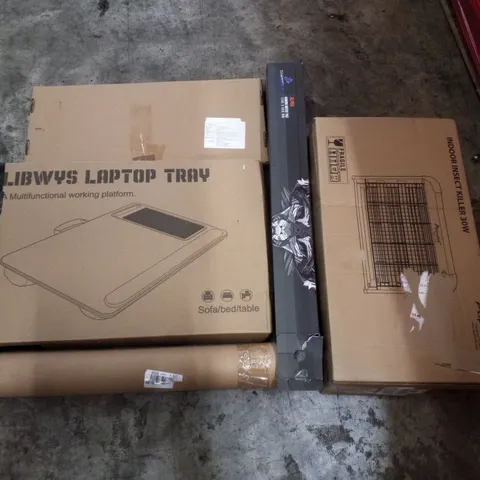 PALLET CONTAINING ASSORTED PRODUCTS INCLUDING LAPTOP TRAY, PHOTOGRAPHY BACKDROP, INSECT KILLER, GAMING MOUSE PAD & MONITOR RISER 