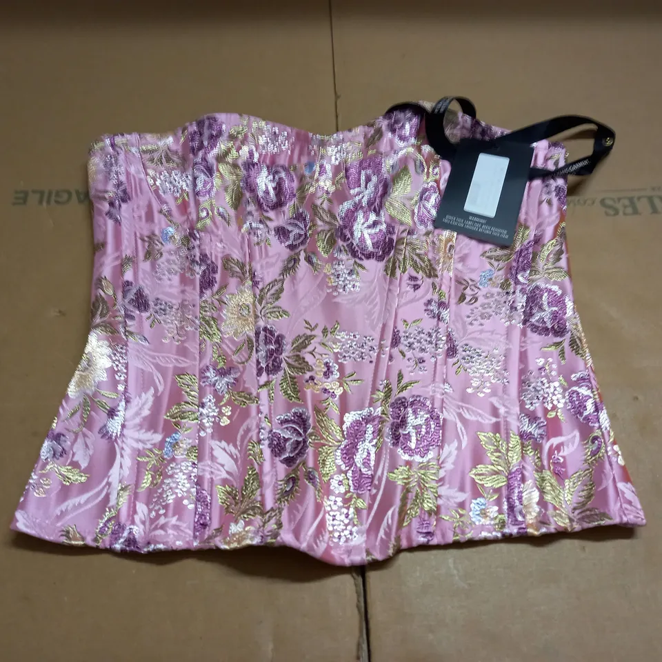 PRETTYLITTLETHING SATIN ORIENTAL CORSET - UK 10