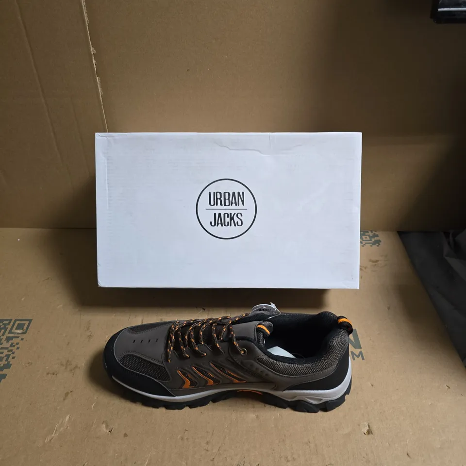 URBAN JACKS HIKING SHOES – GREY/BLACK WITH ORANGE ACCENTS - UK SIZE 8