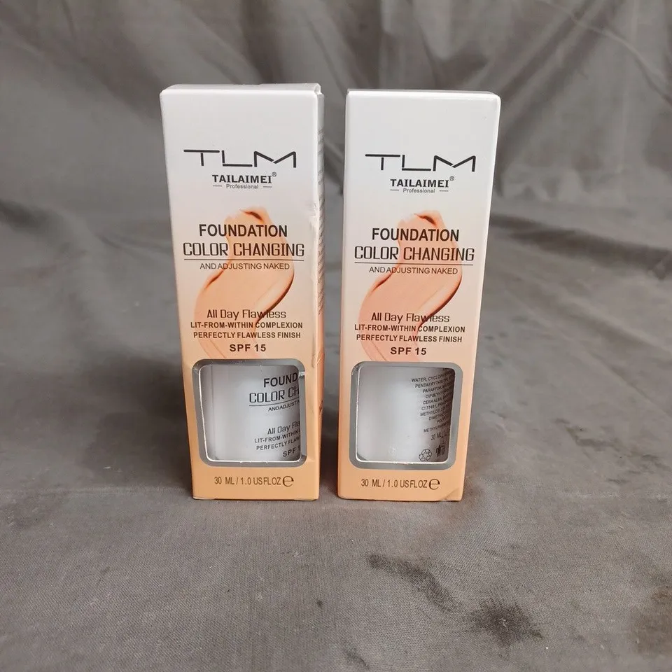 LOT OF 2 TLM COLOUR CHANGING FOUNDATION SPF 15 30ML