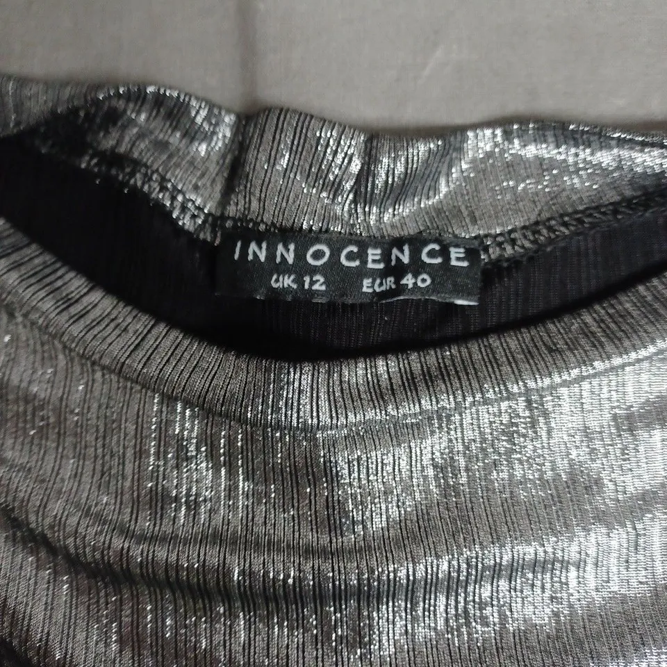 INNOCENCE METALLIC RIBBED LONG-SLEEVE TOP – UK 12 (EU 40)