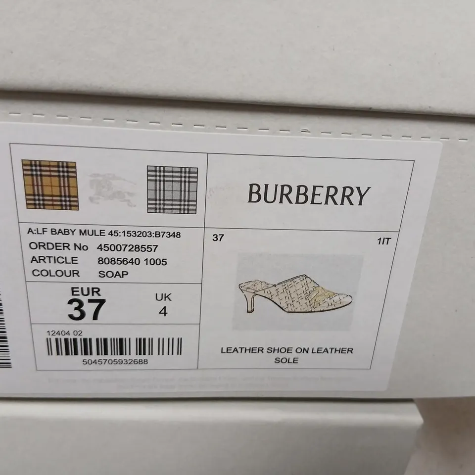 BURBERRY BEIGE QUILTED LEATHER MULES, PAIR – UK4 (EU37)
