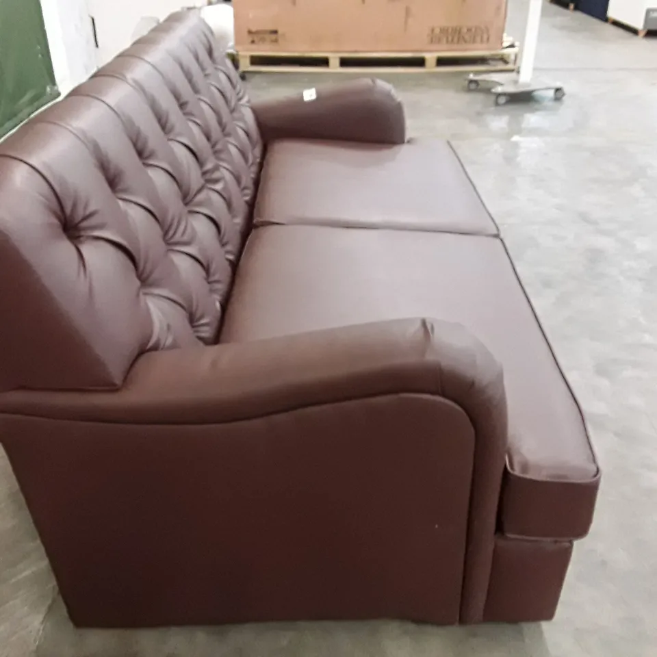 QUALITY DESIGNER FOXCOTE 3 SEATER SOFA BED - BROWN LEATHER