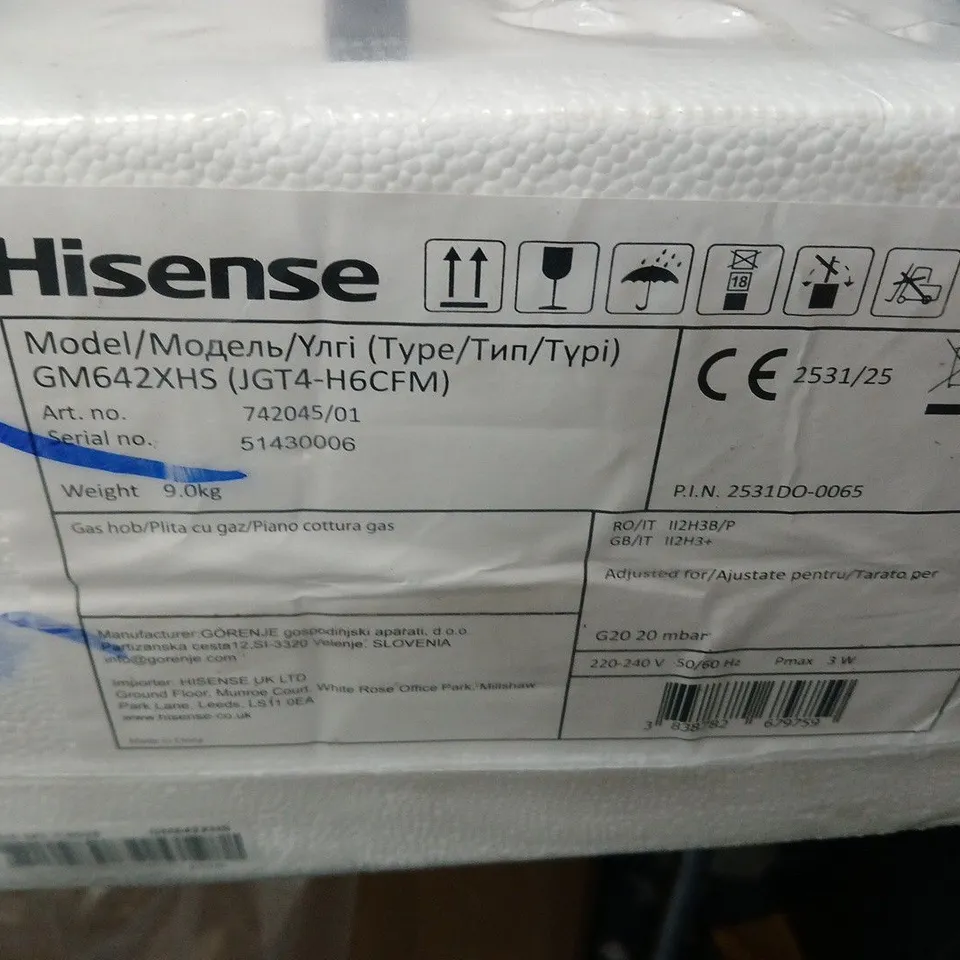 HISENSE GM642XHS 60CM GAS HOB