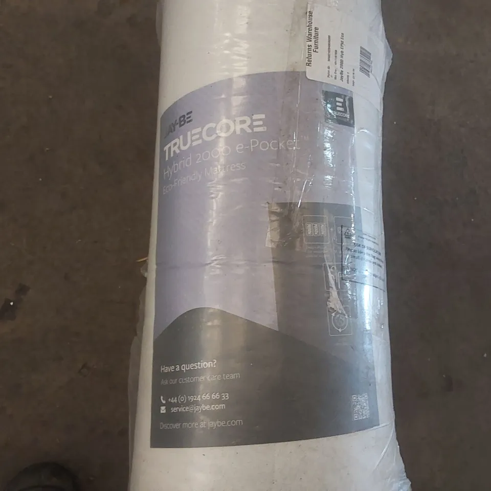 QUALITY BAGGED AND ROLLED JAY-BE TRUECORE 2000 E-POCKET HYBRID 4'6 DOUBLE MATTRESS