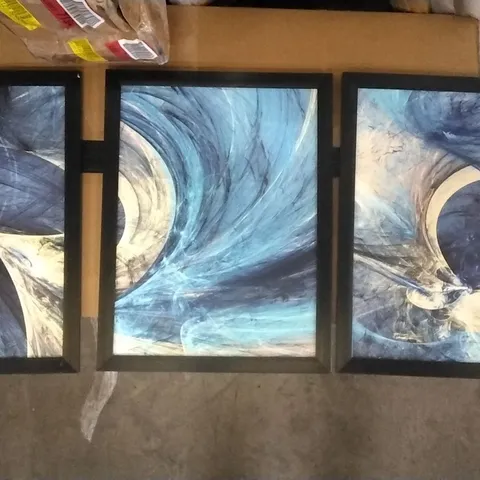 BOXED 3 PIECE PICTURE FRAME PAINTING PRINT SET ON WOOD