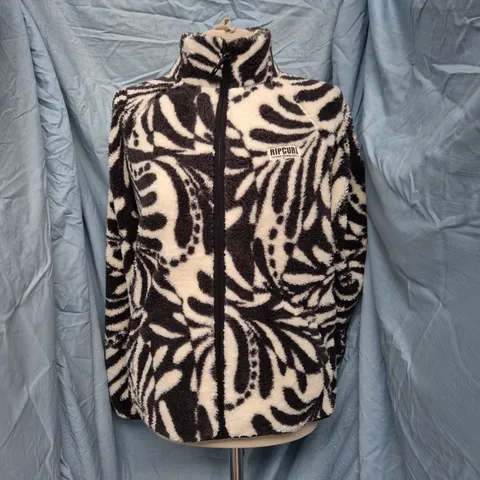 RIP CURL ZEBRA PRINT FLEECE JACKET – BLACK/WHITE (EU 38, US M) – MEN'S SIZE