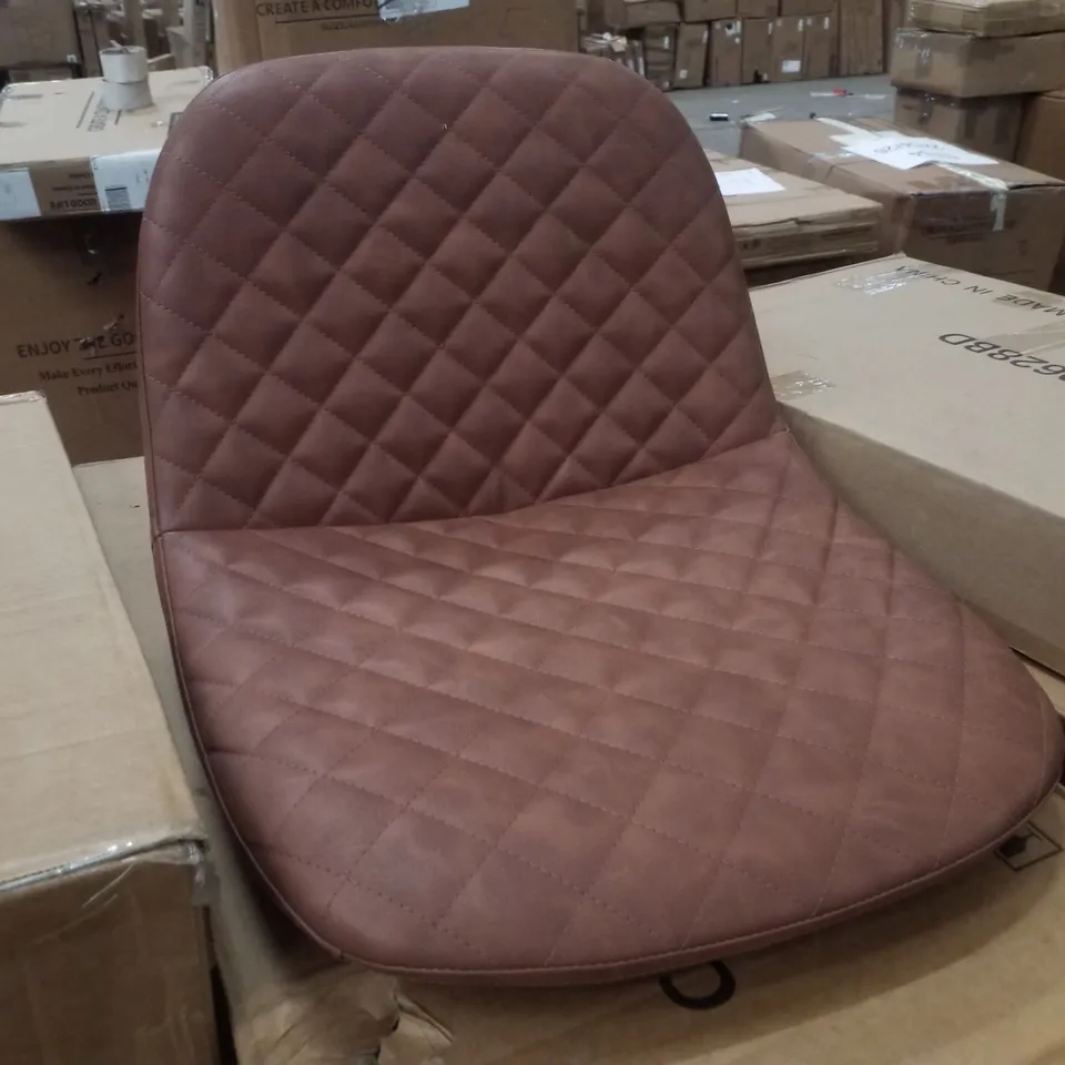 BOXED PAIR OF OFCASA PU LEATHER PAIR OF BAR STOOLS - BROWN