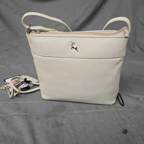 ASHWOOD LUXURY LEATHER CROSS BODY BAG IN BEIGE 