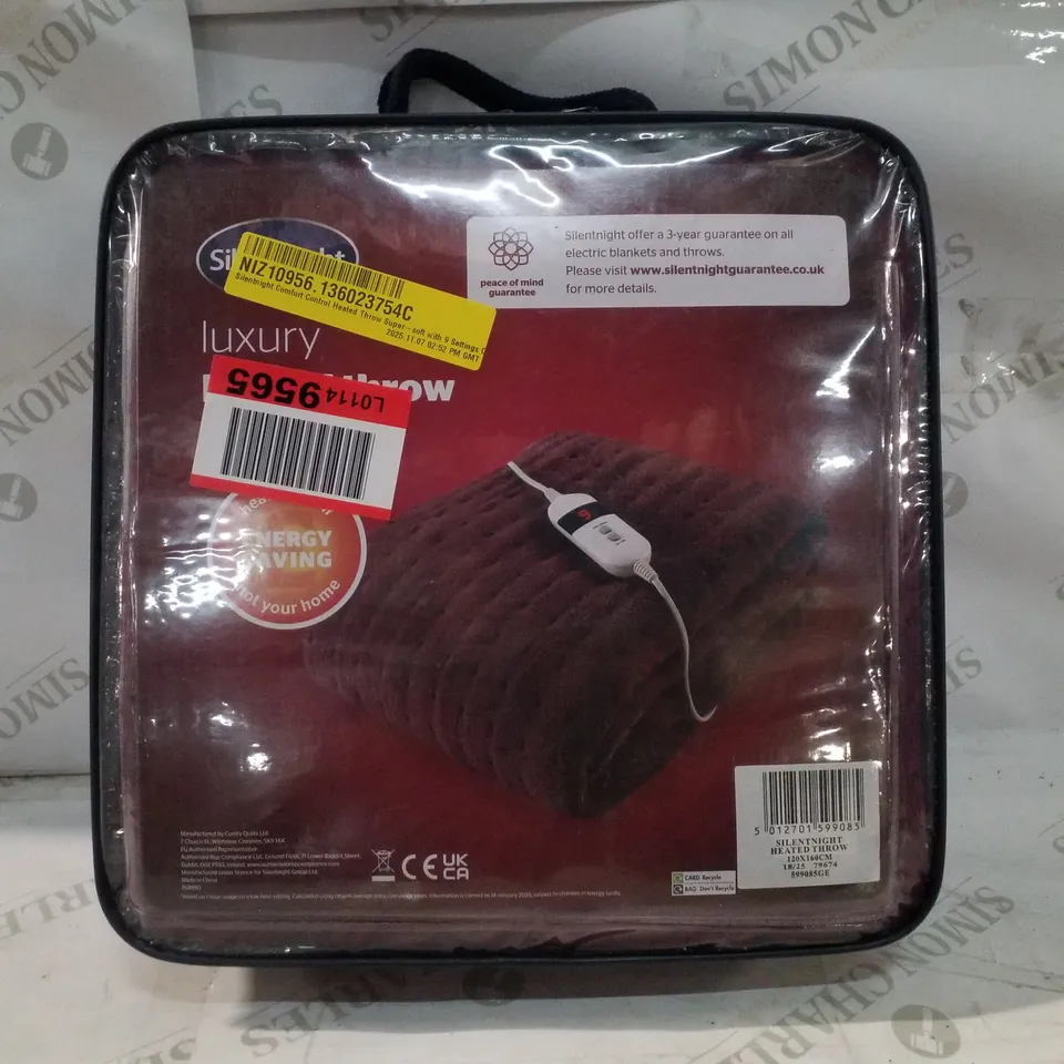 SILENTNIGHT COMFORT CONTROL HEATED THROW SUPER-SOFT  WITH 9 SETTINGS OVER BLANKET