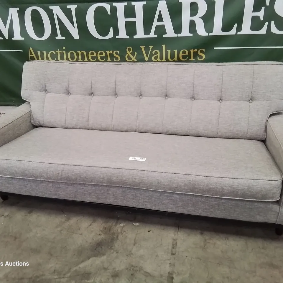 QUALITY BRITISH DESIGNER & MANUFACTURED G PLAN VINTAGE LARGE SOFA MARL GREY FABRIC