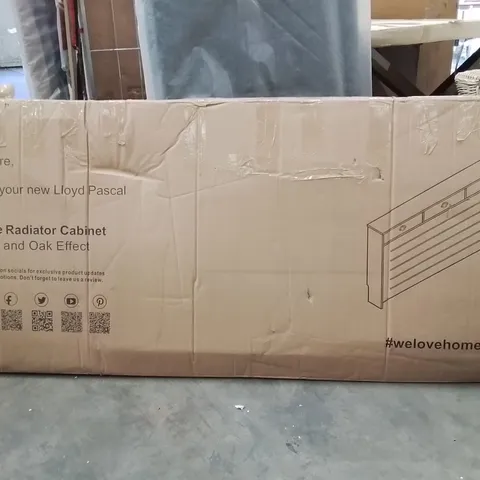 BOXED LARGE RADIATOR CABINET -BLACK AND OAK-