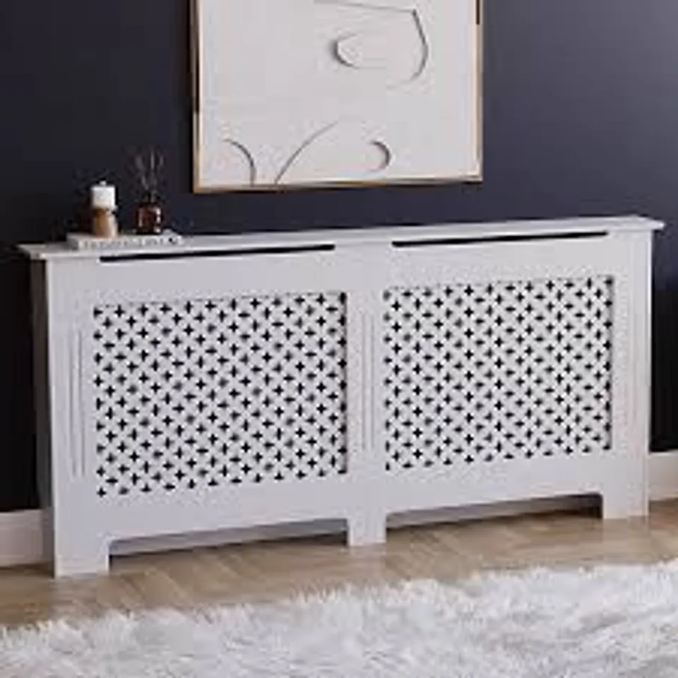 BOXED VIDA DESIGNS OXFORD RADIATOR COVER - WHITE - EXTRA LARGE (1 BOX)
