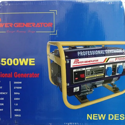 BOXED POWER GENERATOR PT8500WE PROFESSIONAL GASOLINE GENERATOR - COLLECTION ONLY