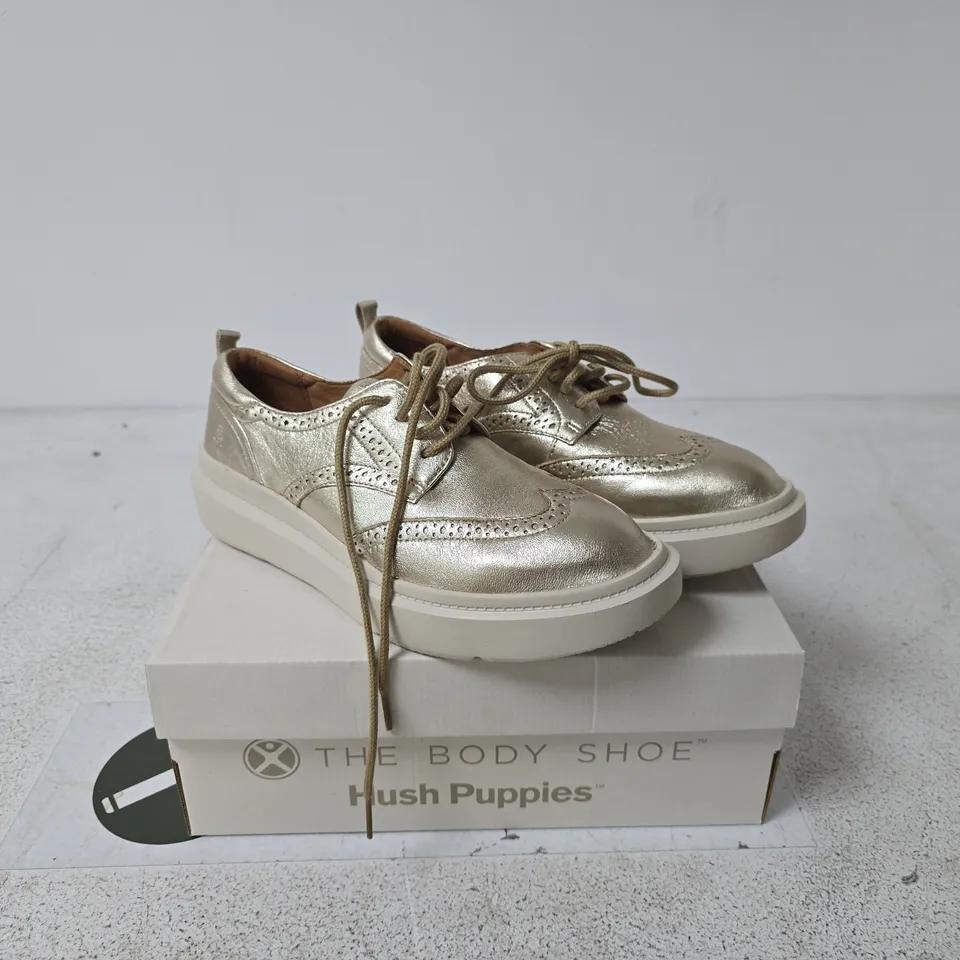 HUSH PUPPIES WOMEN JOY WINGTIP CHAMPAGNE LEATHER UK 6 BOXED