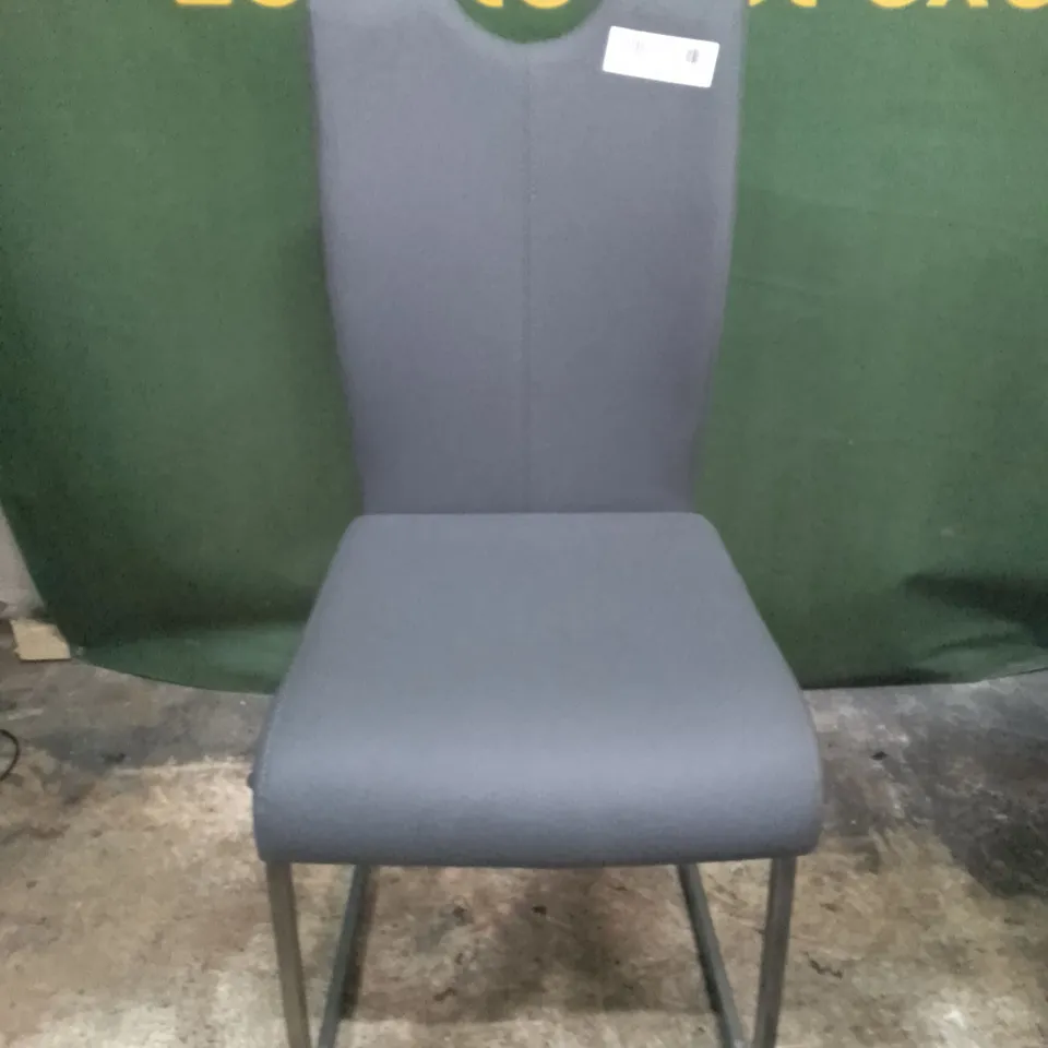 DARK GREY LEATHER DINING CHAIR