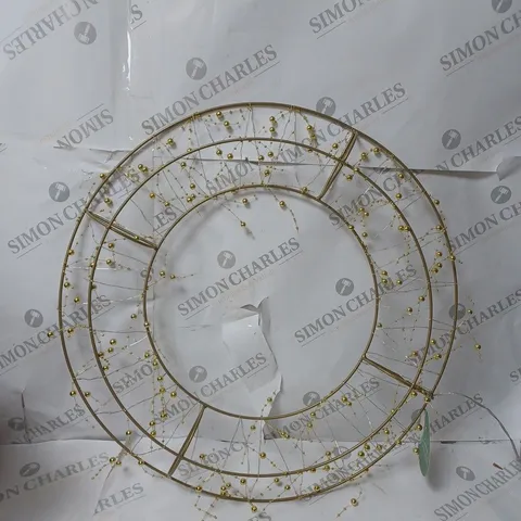 BOXED SARA DAVIES GOLD PRE-LIT BEADED WREATH