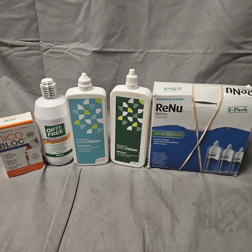 APPROXIMATELY 20 ASSORTED CONTACT LENS SOLUTIONS TO INCLUDE SPECSAVERS EASYVISION, RENU MULTIPLUS, ETC - COLLECTION ONLY