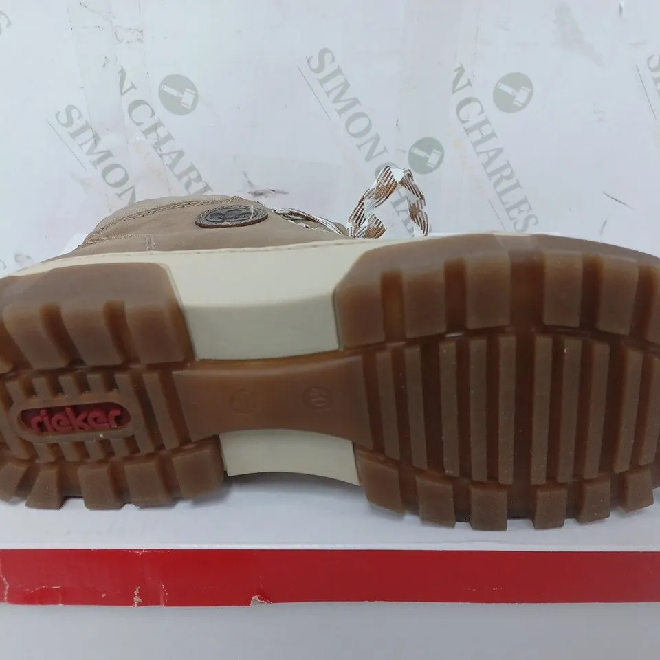 BOXED RIEKER LACE UP CHUNKY BOOT IN CREAM - SIZE 40