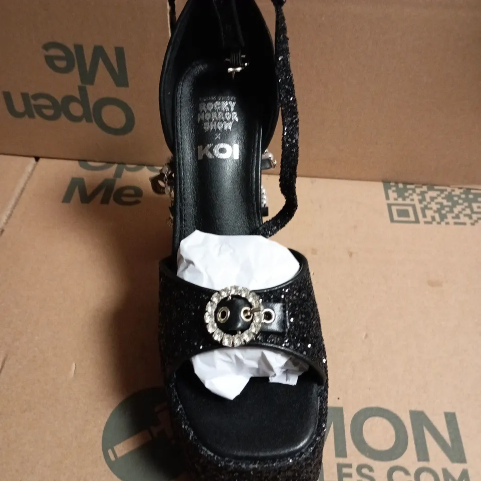 BOXED KOI X ROCKY HORROR SHOW FRASNK N FURTER CHERM HEELS BLACK SIZE 7