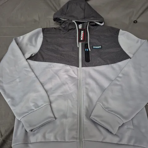 MCKENZIE MEN’S HOODED ZIP JACKET – GREY/CHARCOAL, SIZE MED