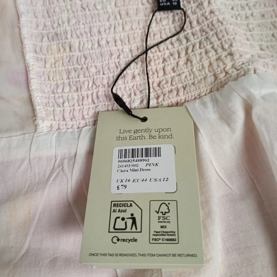 NOBODY'S CHILD CIARA MINI DRESS – PINK, UK 16 (EU 44, USA 12)