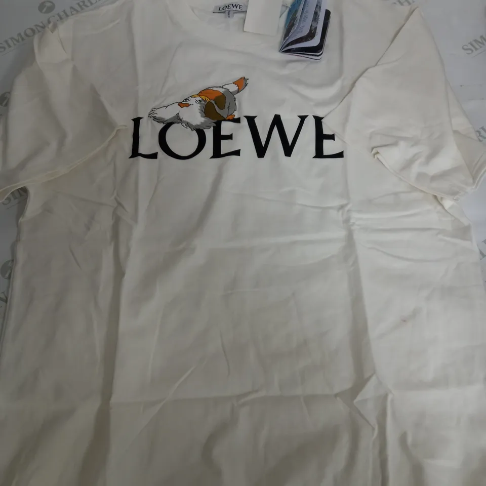 LOEWE CREAM HEAVY WEIGHTED T-SHIRT - LARGE