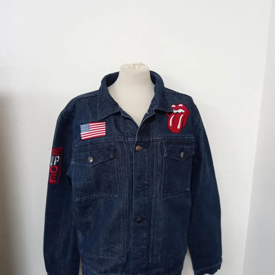 ROLLING STONES ZIP CODE DENIM JACKET SIZE L