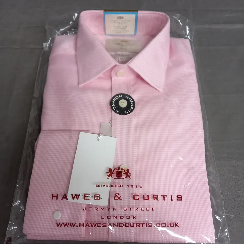 HAWES & CURTIS FITTED SLIM SHIRT IN PINK & WHITE SIZE 14.5/33