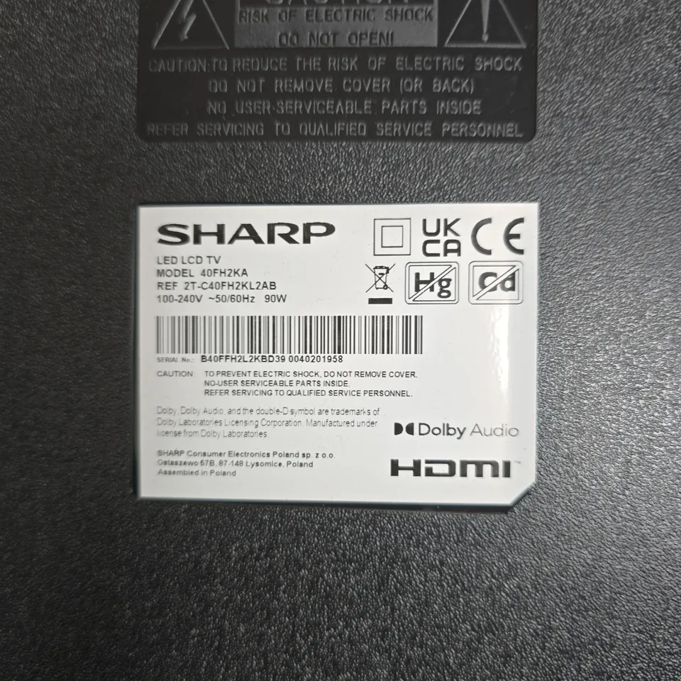 SHARP LED LCD TV 40FH2KA – 40-INCH TELEVISION