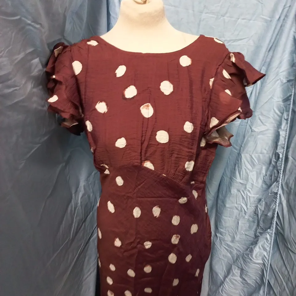 BAGED NOBODYS CHILD LOLA MIDAXI DRESS – BROWN (UK 14)