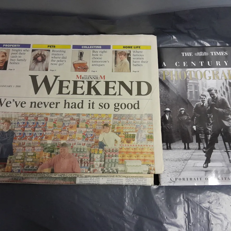 THE TIMES A CENTURY IN PHOTOGRAPHS & OLD NEWS PAPERS 