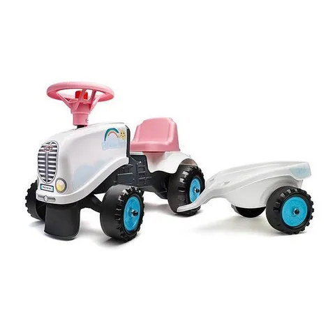 BOXED RAINBOW FARM RIDE-ON TRACTOR WITH TRAILER