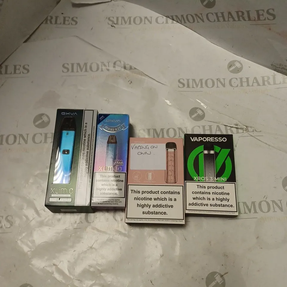 BOX OF APPROX 10 ITEMS TO INCLUDE OXVA XLIM C, VAPORESSO XROS 3 MINI, OXVA XLIM SE.