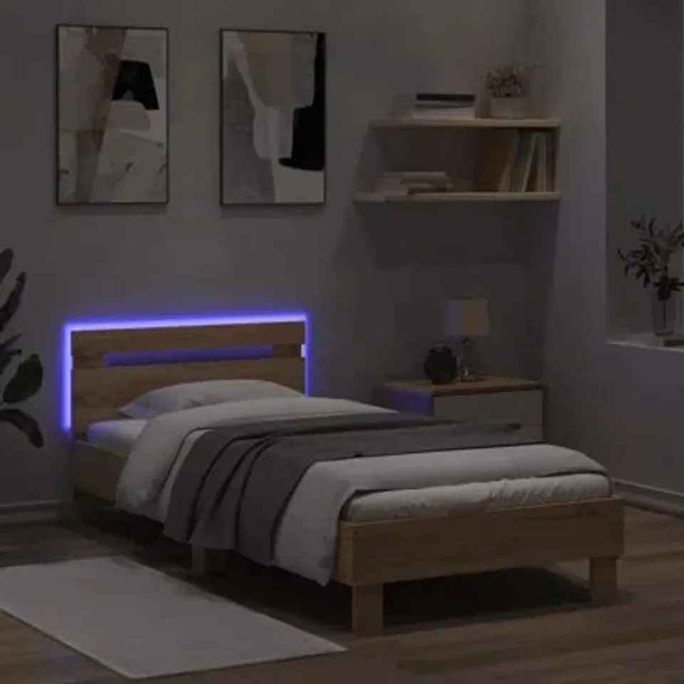 BOXED VIDAXL BED FRAME WITH HEADBOARD AND LED LIGHTS