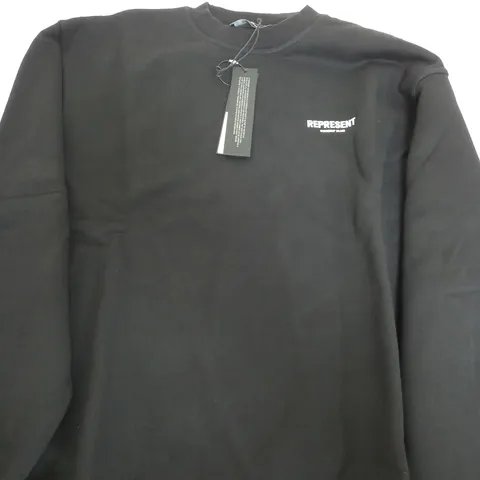REPRESENT BLACK PLAIN JUMPER WITH BACK GRAPHIC LOGO - M