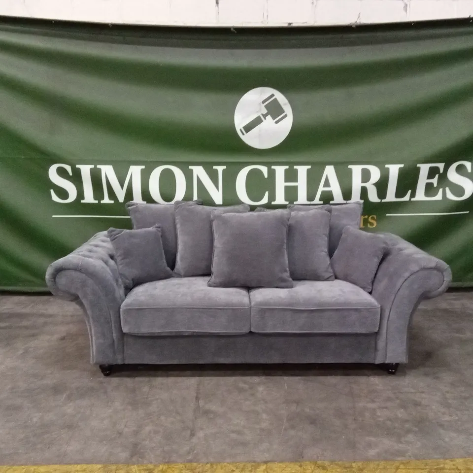 WINDSOR 3 SEATER FABRIC SCATTER BACK SOFA - GREY RRP £949