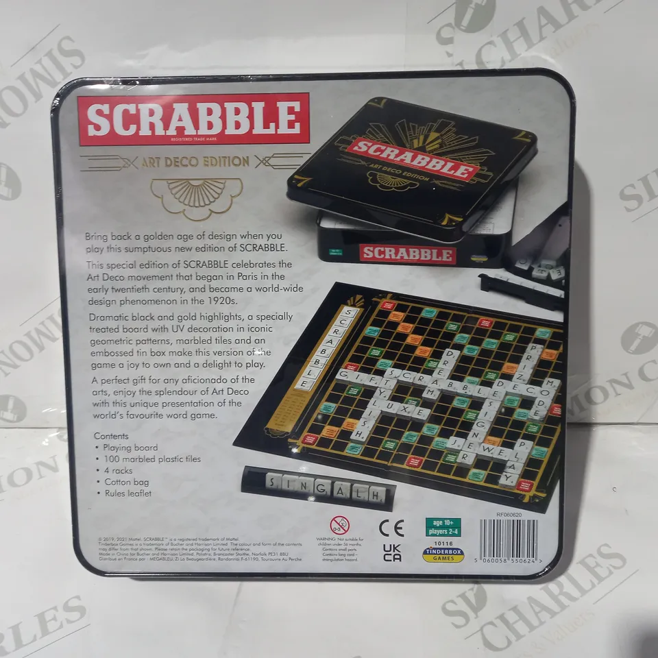 TINDERBOX GAMES SCRABBLE BOARD GAME- ART DECO EDITION