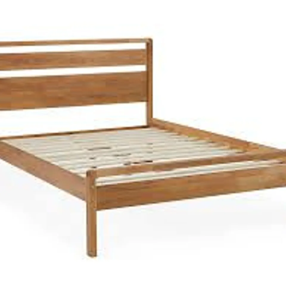 BOXED SKANDI MID CENTURY BED 5FT KING - MID OAK (2 BOXES)