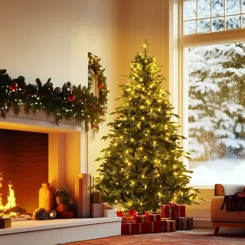 BOXED SIZE LIGHTED ARTIFICIAL SPRUCE CHRISTMAS TREE