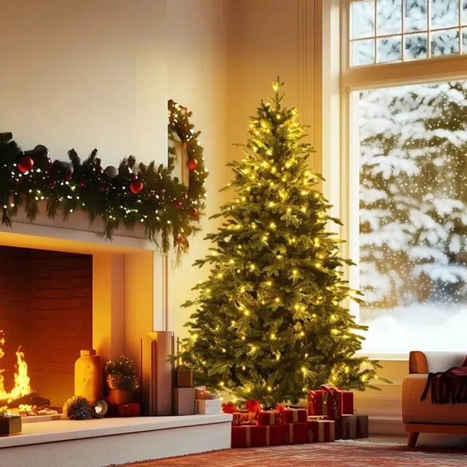 BOXED SIZE LIGHTED ARTIFICIAL SPRUCE CHRISTMAS TREE