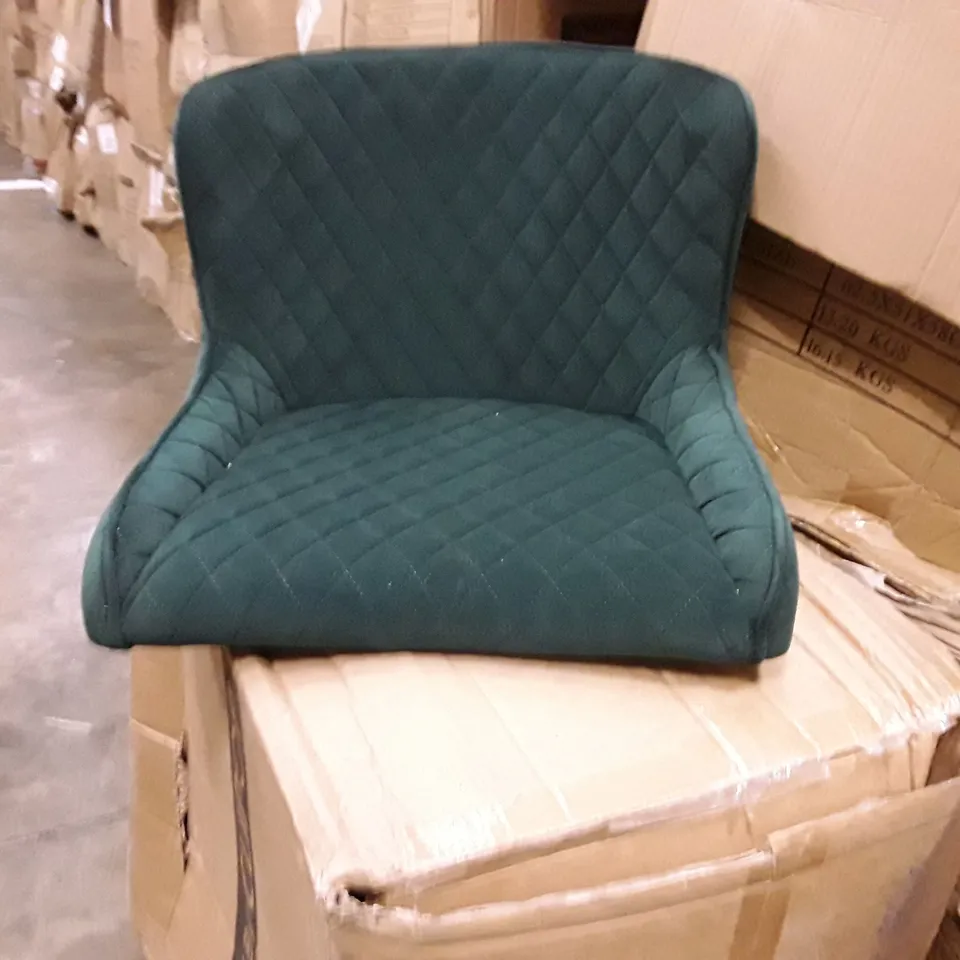 BOXED SET OF 2 UPHOLSTERED FABRIC DINING CHAIRS- GREEN (1 BOX)