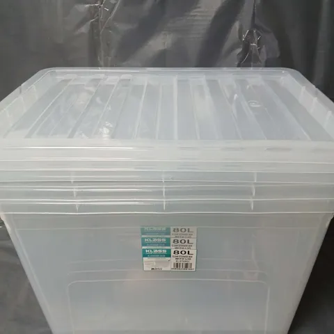 3 KLASS 80L CLEAR STORAGE BOXES WITH LIDS