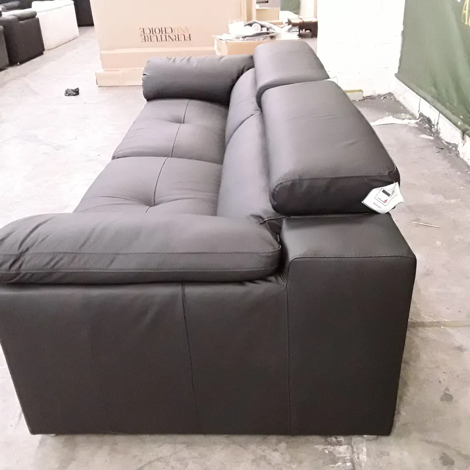 QUALITY DESIGNER BRADY 4 SEATER SOFA - BLACK LEATHER