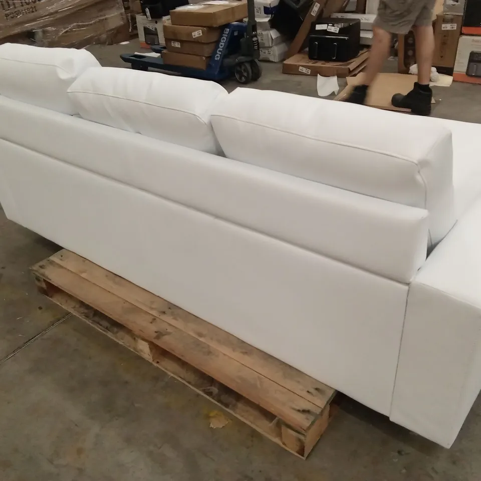 BALTIMORE L-SHAPE CORNER SOFA, WHITE PREMIUM FAUX LEATHER