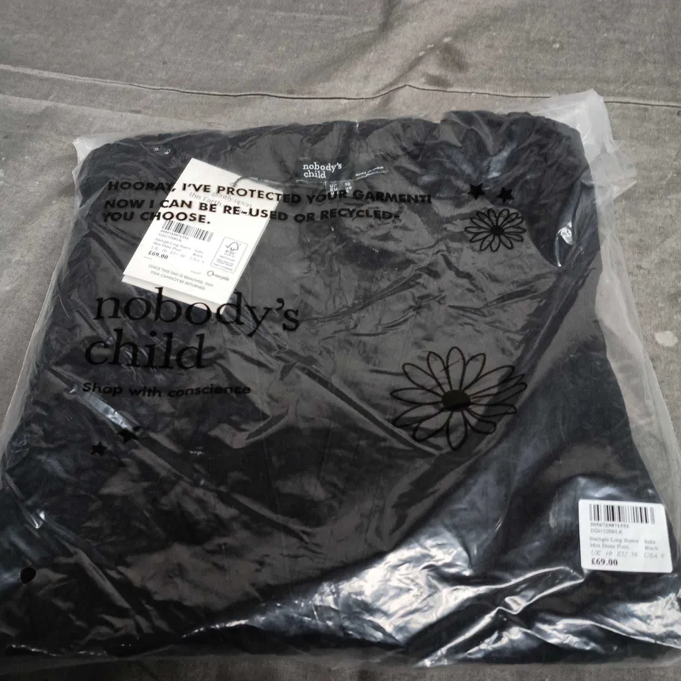 NOBODY'S CHILD STARLIGHT LONG SLEEVE MIMI DRESS – UK 10 (EU 38) BLACK