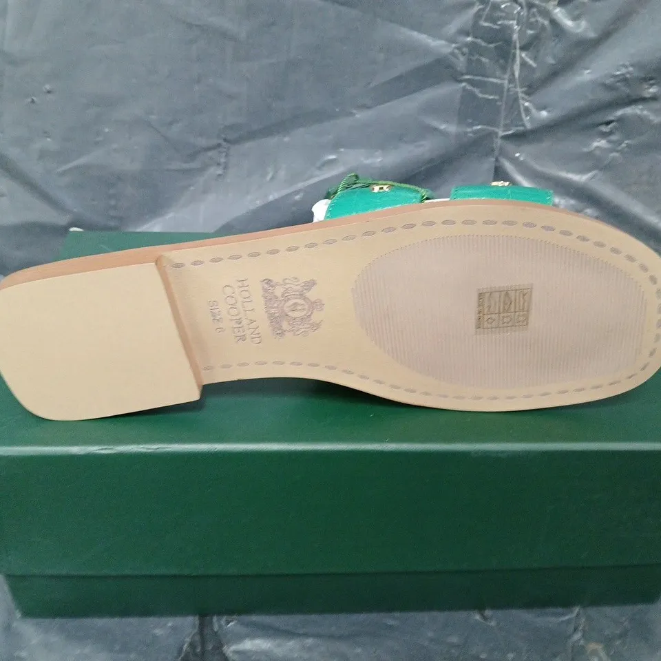 BOXED PAIR OF HOLLAND COOPER MONOGRAM SLIDES - UK SIZE 6
