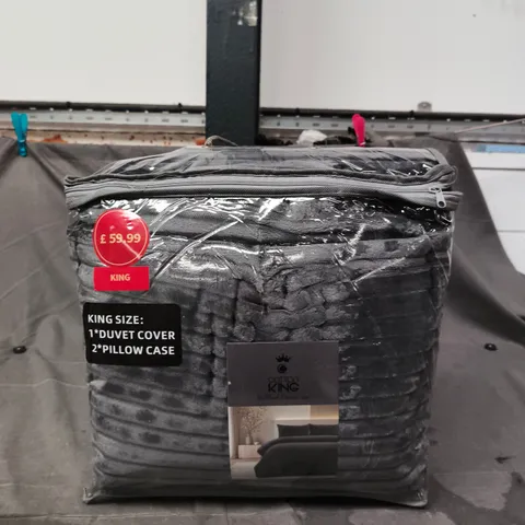 COTTON KING DUVET COVER SET – KING SIZE (1 DUVET COVER + 2 PILLOWCASES), GREY