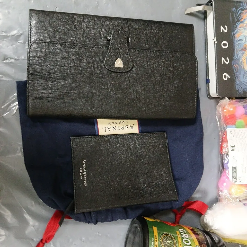 ASSORTED TOTE BOX APPROXIMATLEY 10 ITEMS INCLUDES , DIARY, TRAVEL FOLDER , PLIERS,ECT