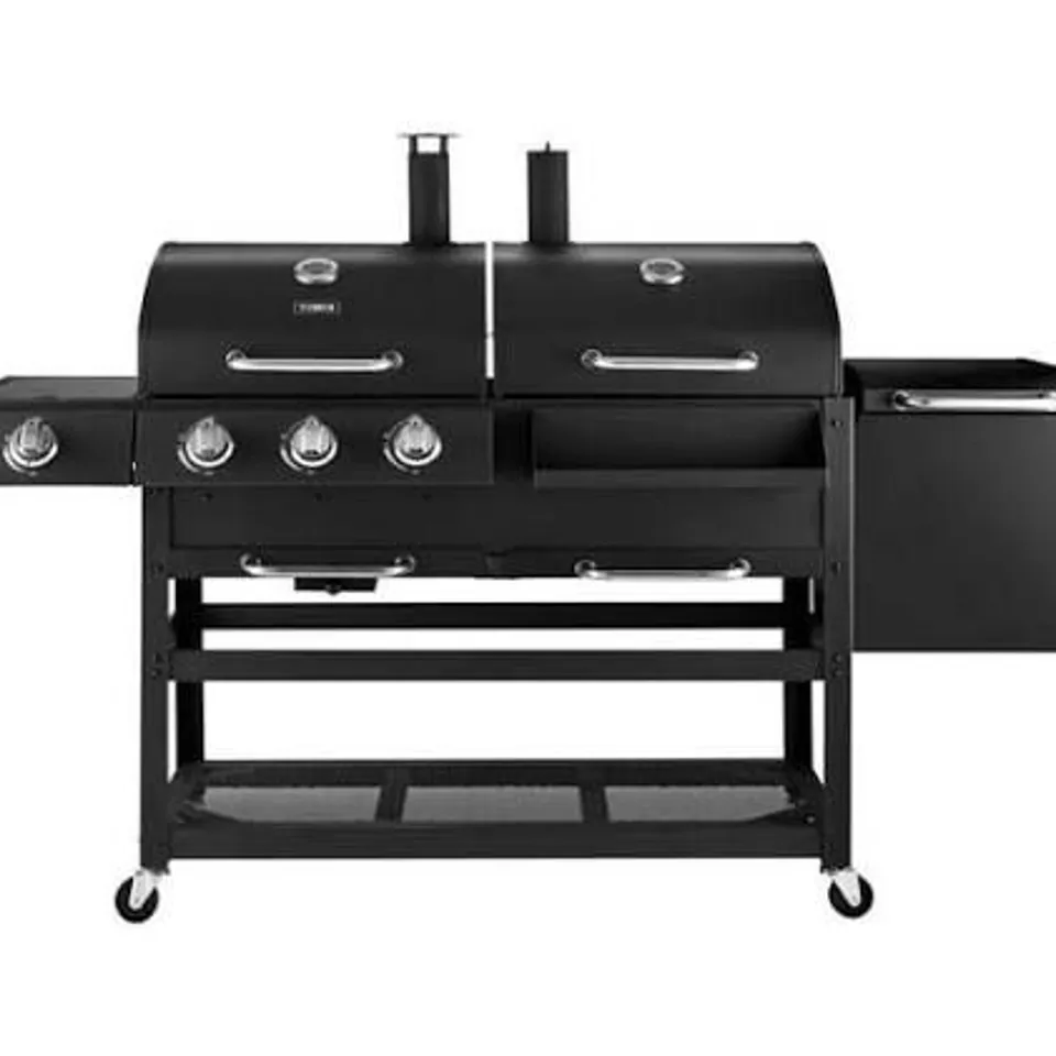 BOXED TOWER TOWER T978507 3-BURNER GRILL GAS & CHARCOAL BBQ & SMOKER - BLACK